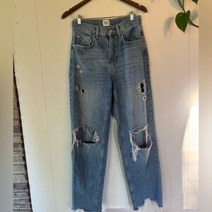 BDG Blue Boyfriend Jeans with Distressed Knees